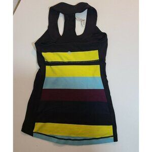 Lululemon Racer Back Tank Top, Yoga /Gym, Striped Color Black/green  Size 4